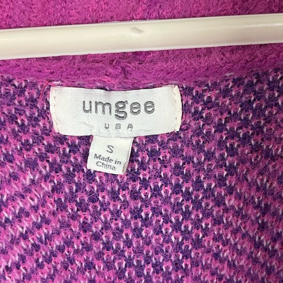 Umgee Oversized Pink and Purple Argyle Cardigan - Picture 3 of 7